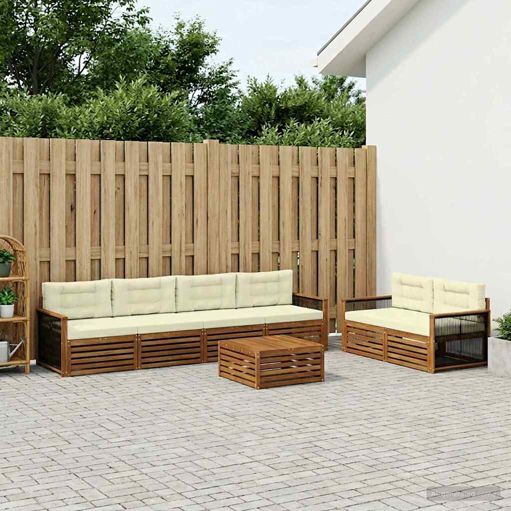 vidaXL Σειρά Καναπέ Εξωτερικού με μαξιλάρι 7 pcs Φυσικό και Κρέμα