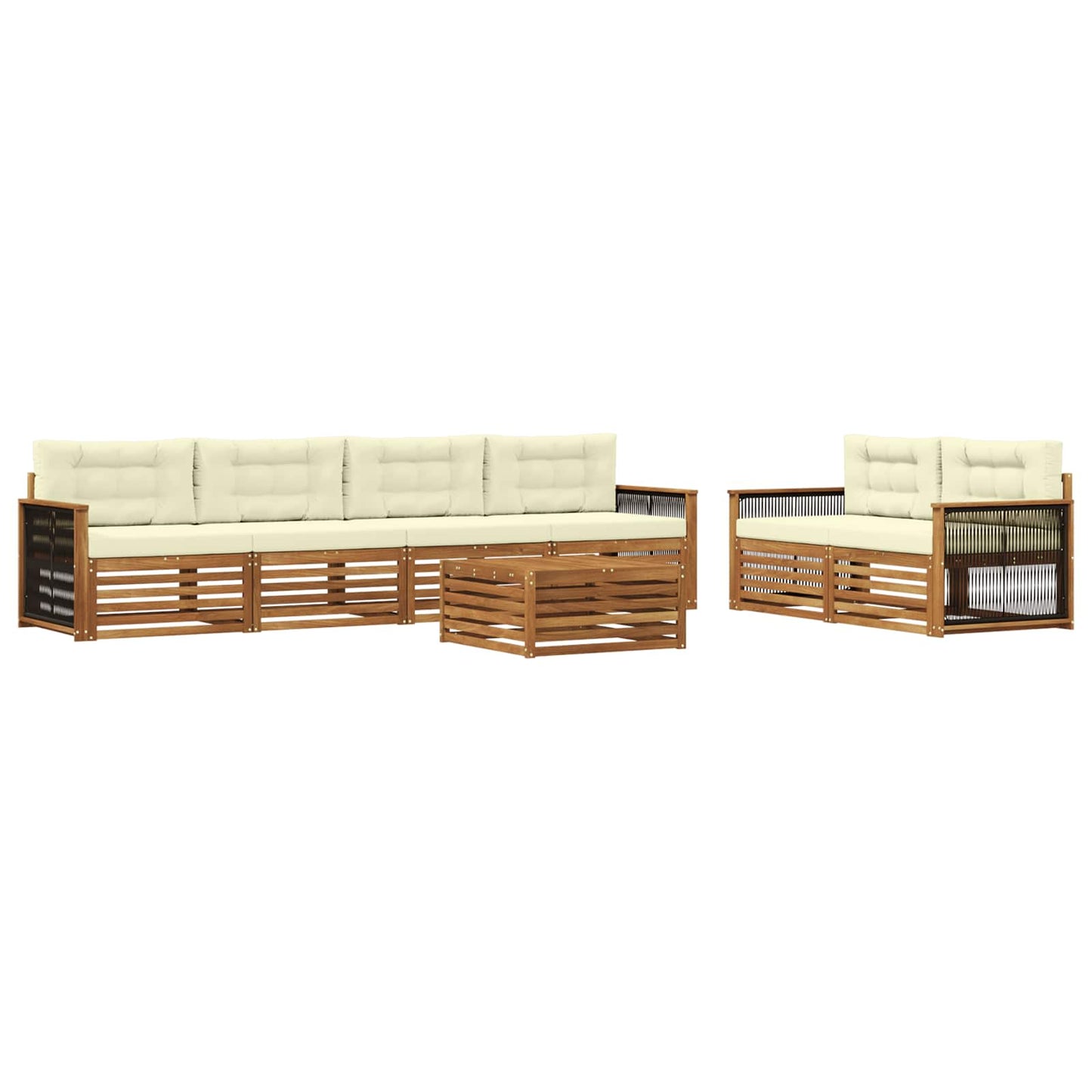 vidaXL Σειρά Καναπέ Εξωτερικού με μαξιλάρι 7 pcs Φυσικό και Κρέμα