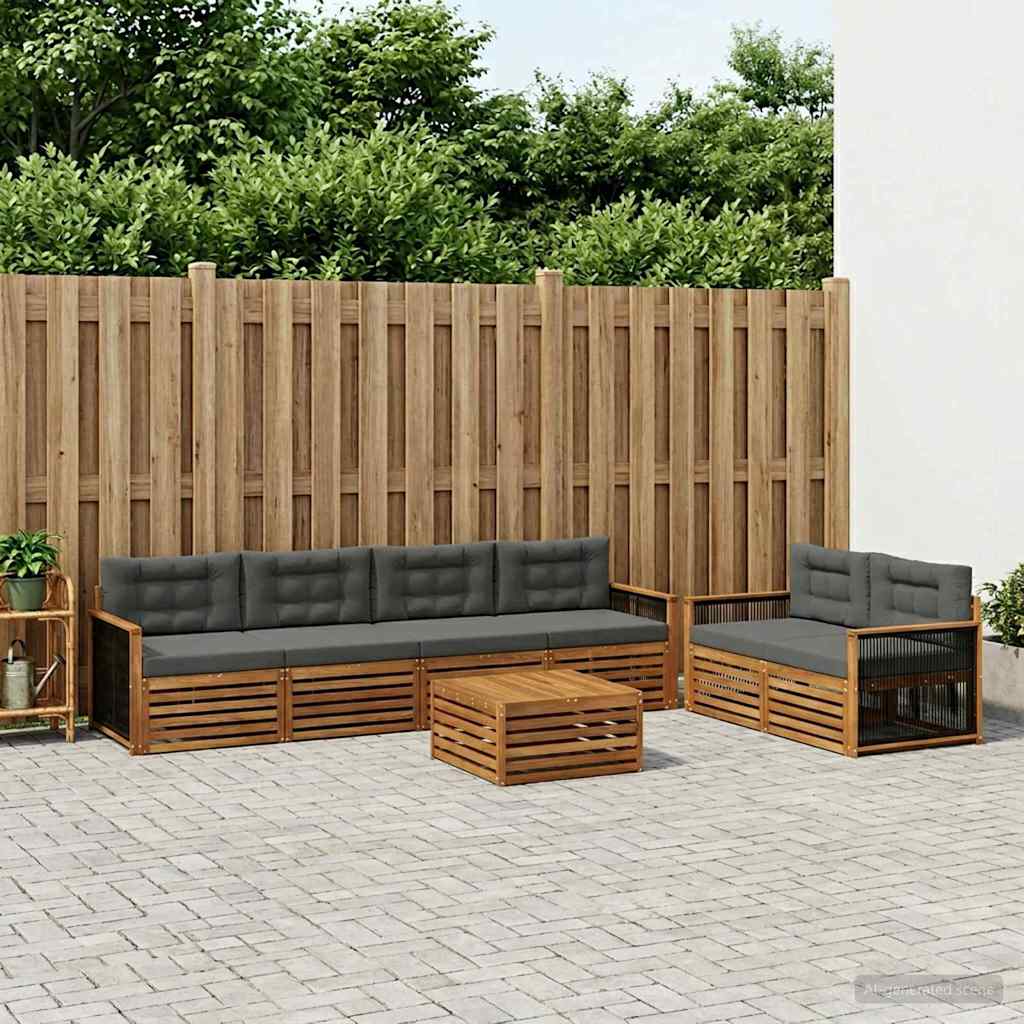 vidaXL Σειρά Καναπέ Εξωτερικού με μαξιλάρι 7 pcs Φυσικό και Ανθρακί