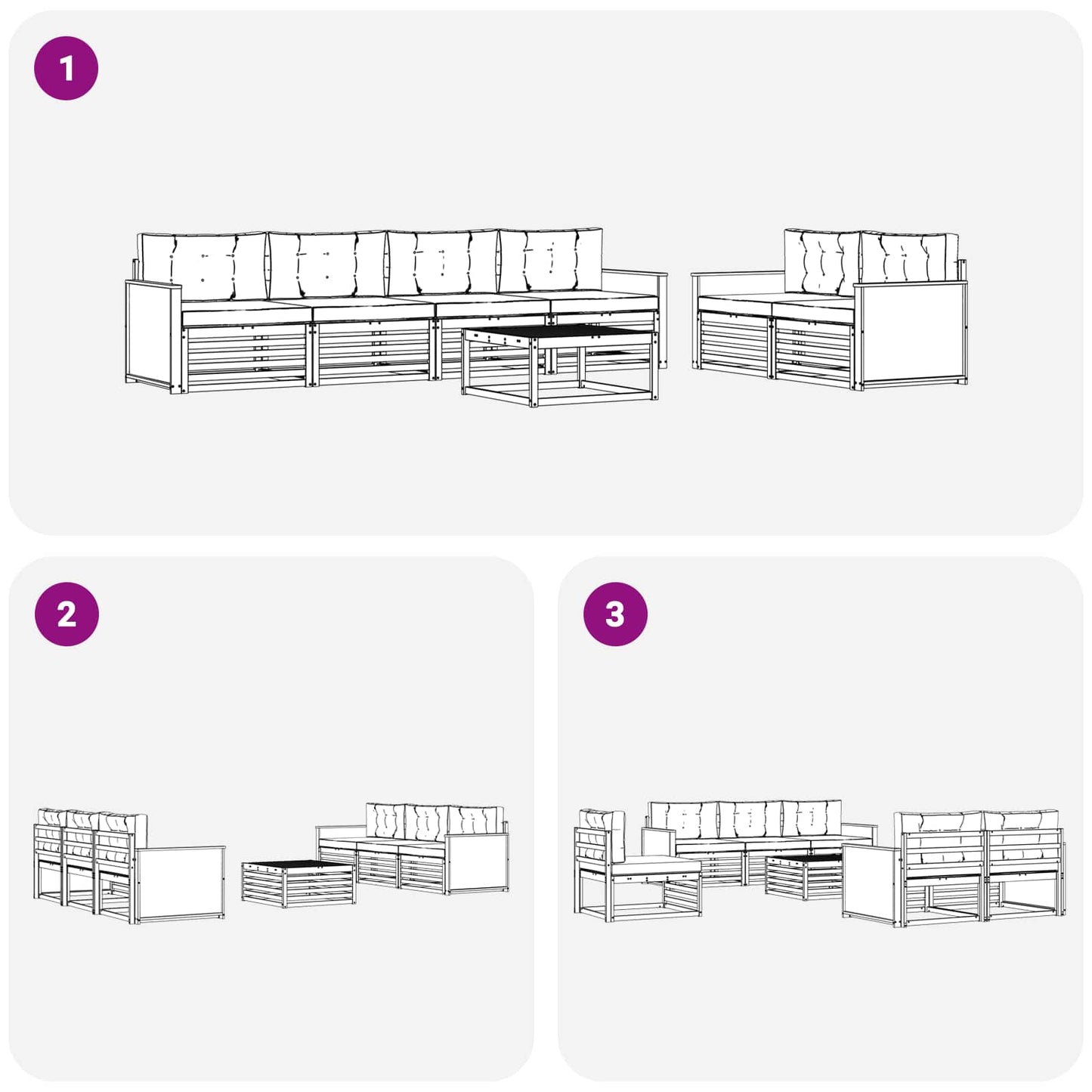 vidaXL Σειρά Καναπέ Εξωτερικού με μαξιλάρι 7 pcs Φυσικό και Μπεζ