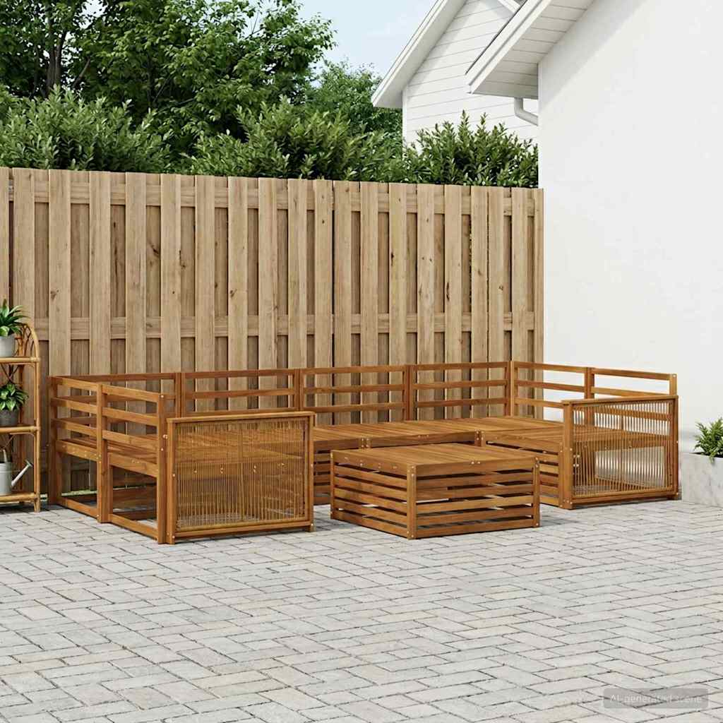 vidaXL Σειρά Καναπέ Εξωτερικού 7 pcs Φυσικό Στερεό Ξύλο Ακακίας