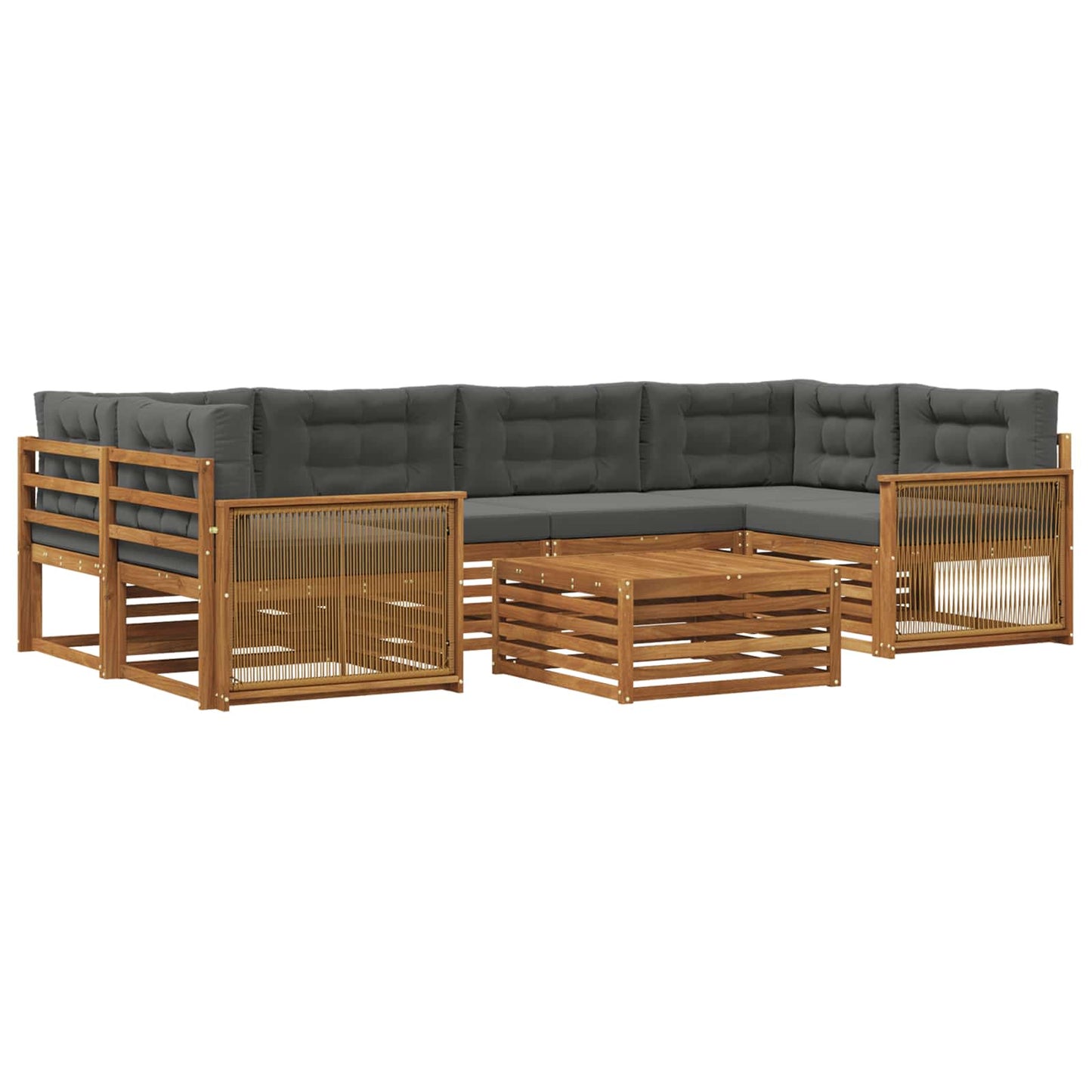 vidaXL Σειρά Καναπέ Εξωτερικού με μαξιλάρι 7 pcs Φυσικό και Ανθρακί
