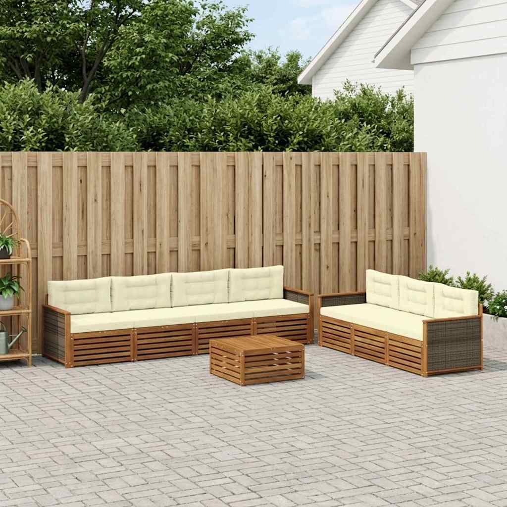 vidaXL Σειρά Καναπέ Εξωτερικού με μαξιλάρι 8 pcs Φυσικό και Κρέμα