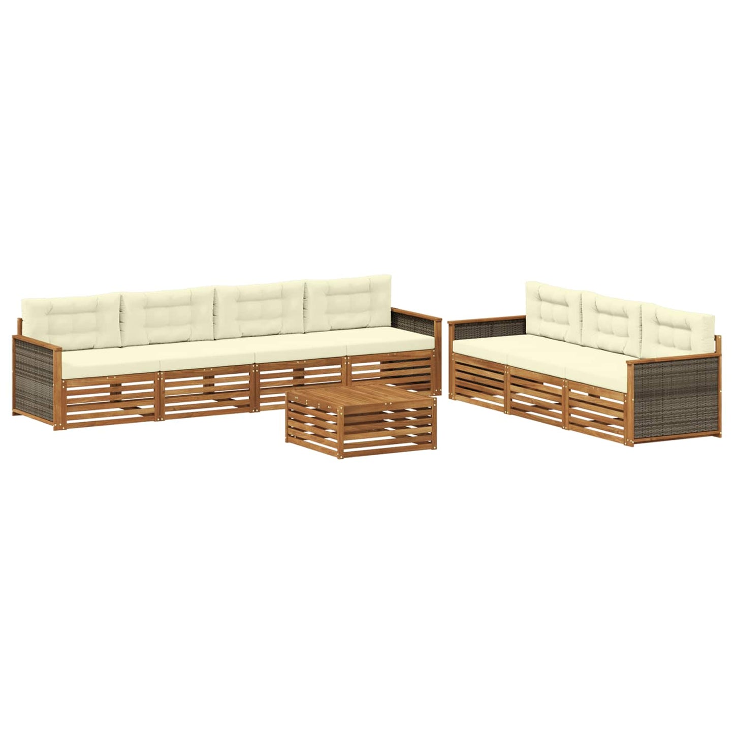 vidaXL Σειρά Καναπέ Εξωτερικού με μαξιλάρι 8 pcs Φυσικό και Κρέμα