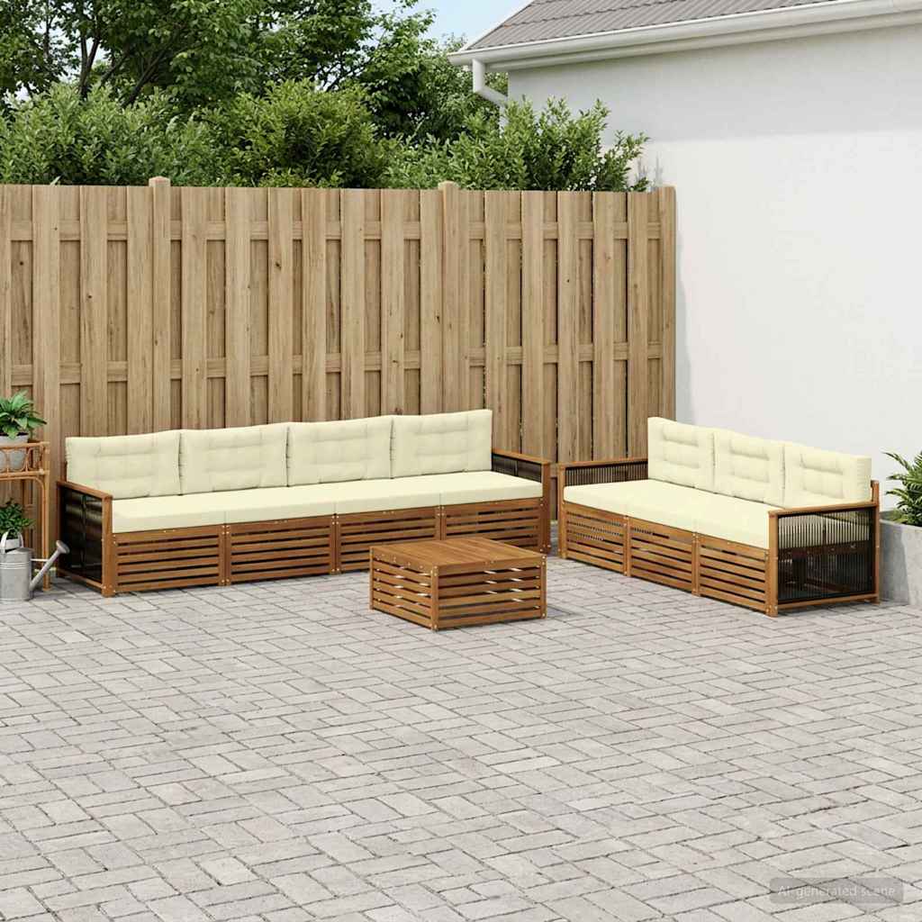 vidaXL Σειρά Καναπέ Εξωτερικού με μαξιλάρι 8 pcs Φυσικό και Κρέμα