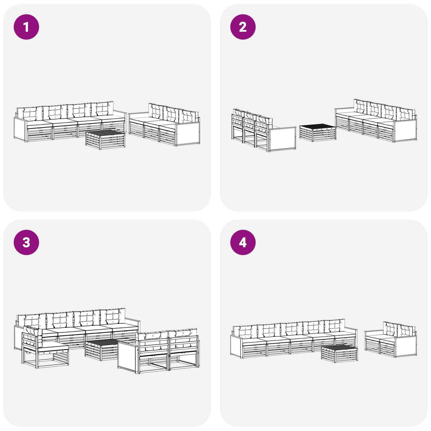vidaXL Σειρά Καναπέ Εξωτερικού με μαξιλάρι 8 pcs Φυσικό και Κρέμα