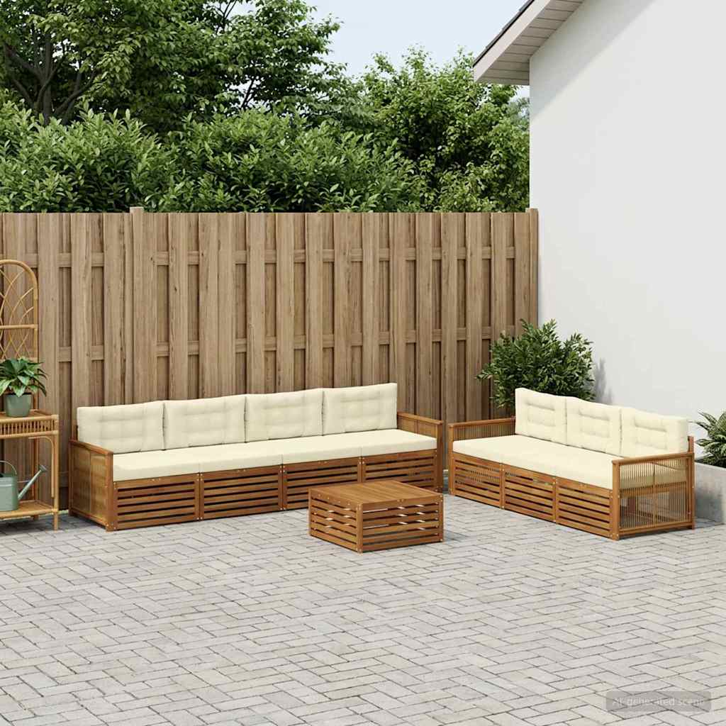vidaXL Σειρά Καναπέ Εξωτερικού με μαξιλάρι 8 pcs Φυσικό και Κρέμα
