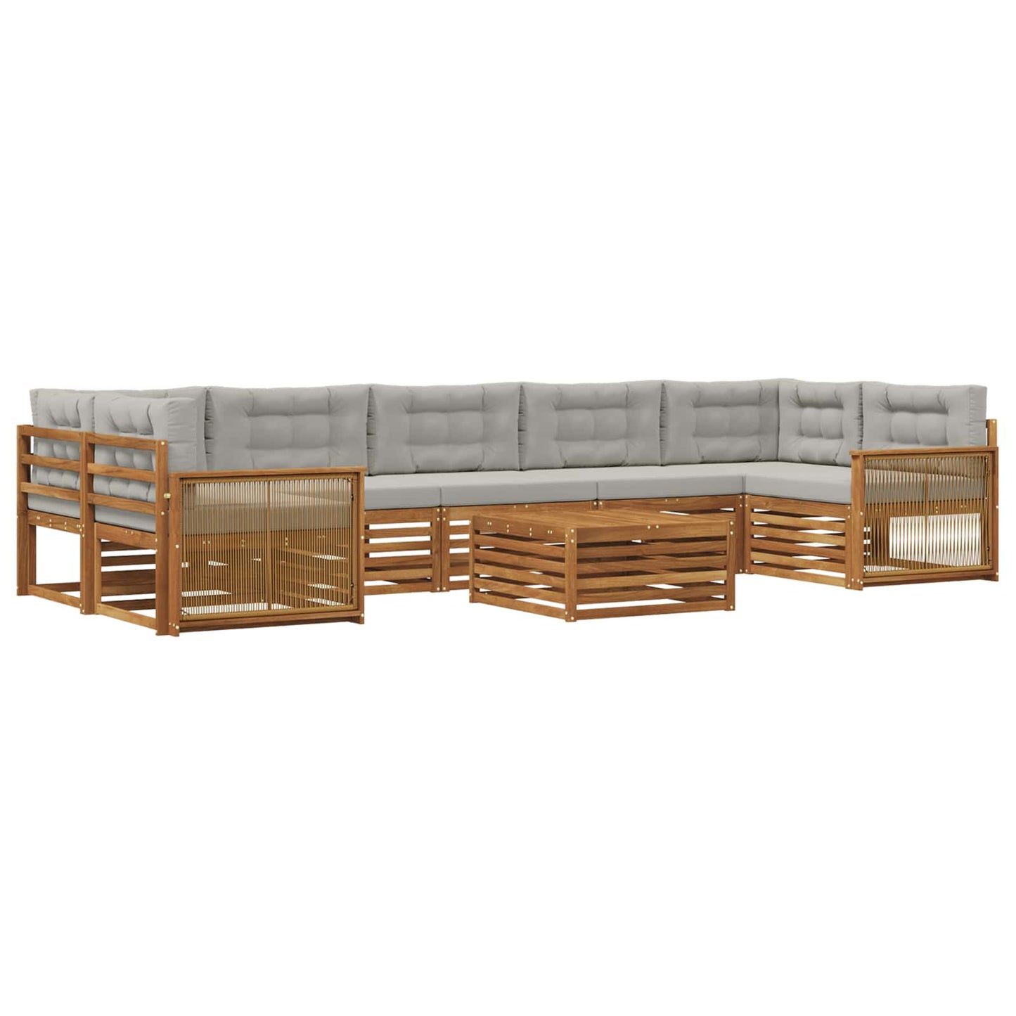 vidaXL Σειρά Καναπέ Εξωτερικού 8 pcs Φυσικό και Ανοιχτό Γκρι