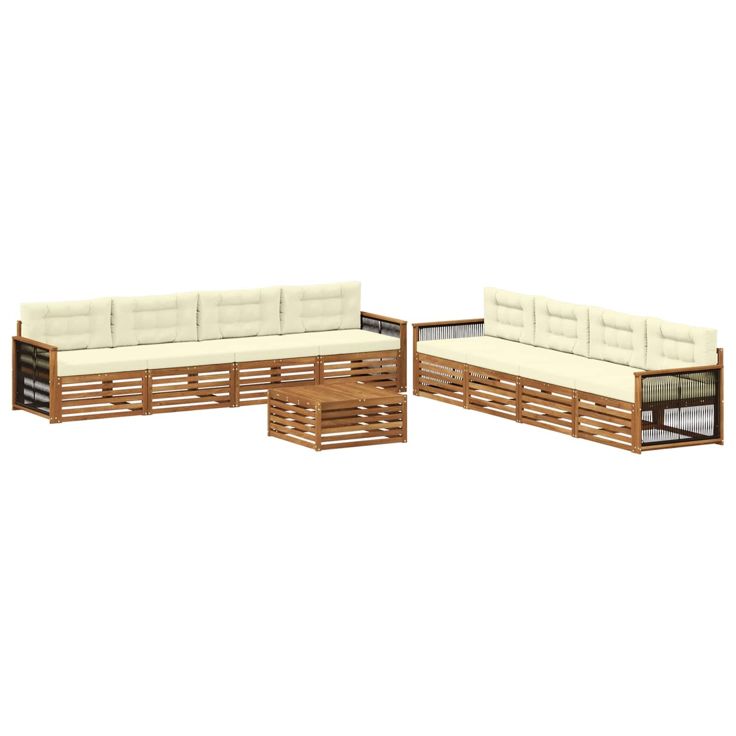 vidaXL Σειρά Καναπέ Εξωτερικού με μαξιλάρι 9 pcs Φυσικό και Κρέμα