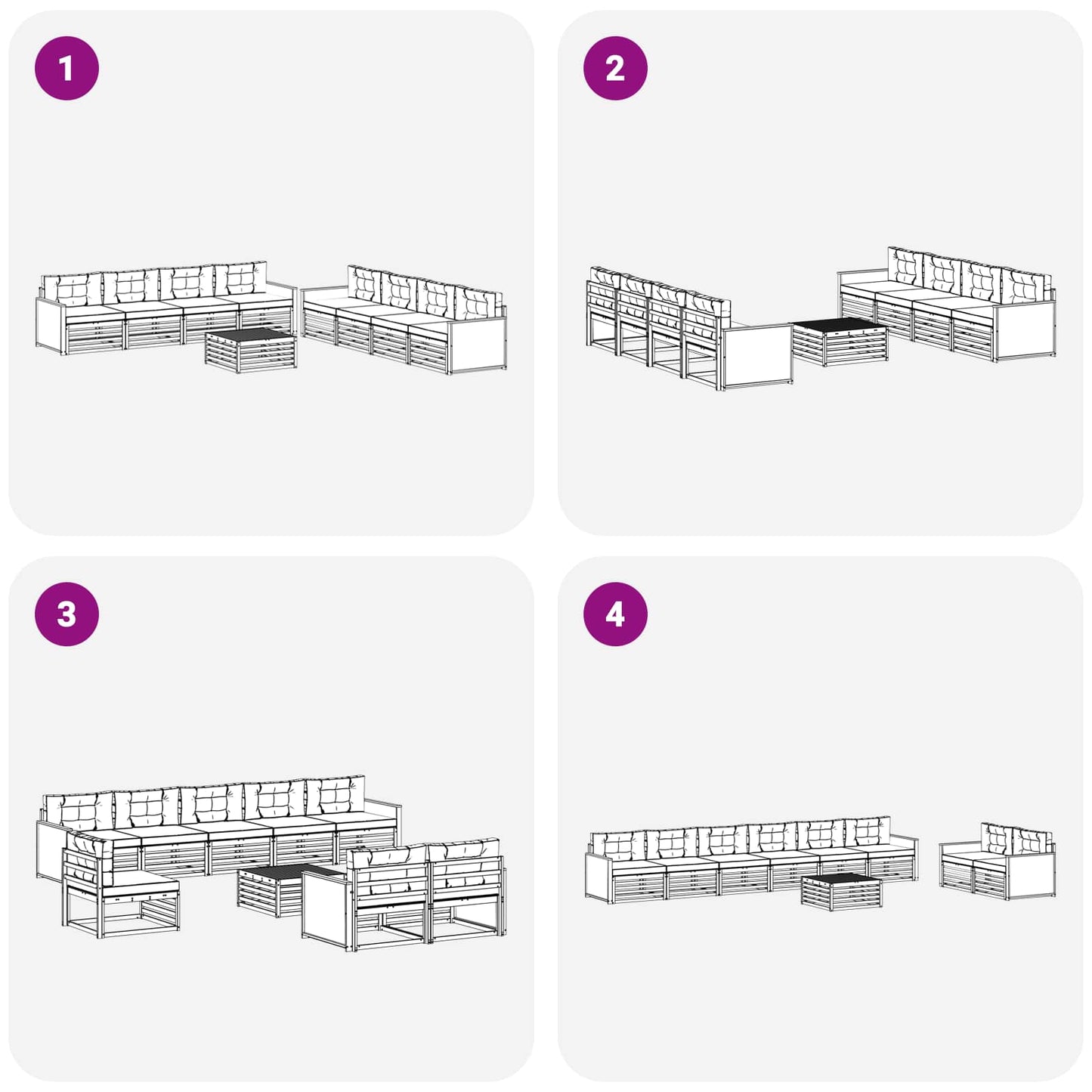 vidaXL Σειρά Καναπέ Εξωτερικού με μαξιλάρι 9 pcs Φυσικό και Κρέμα