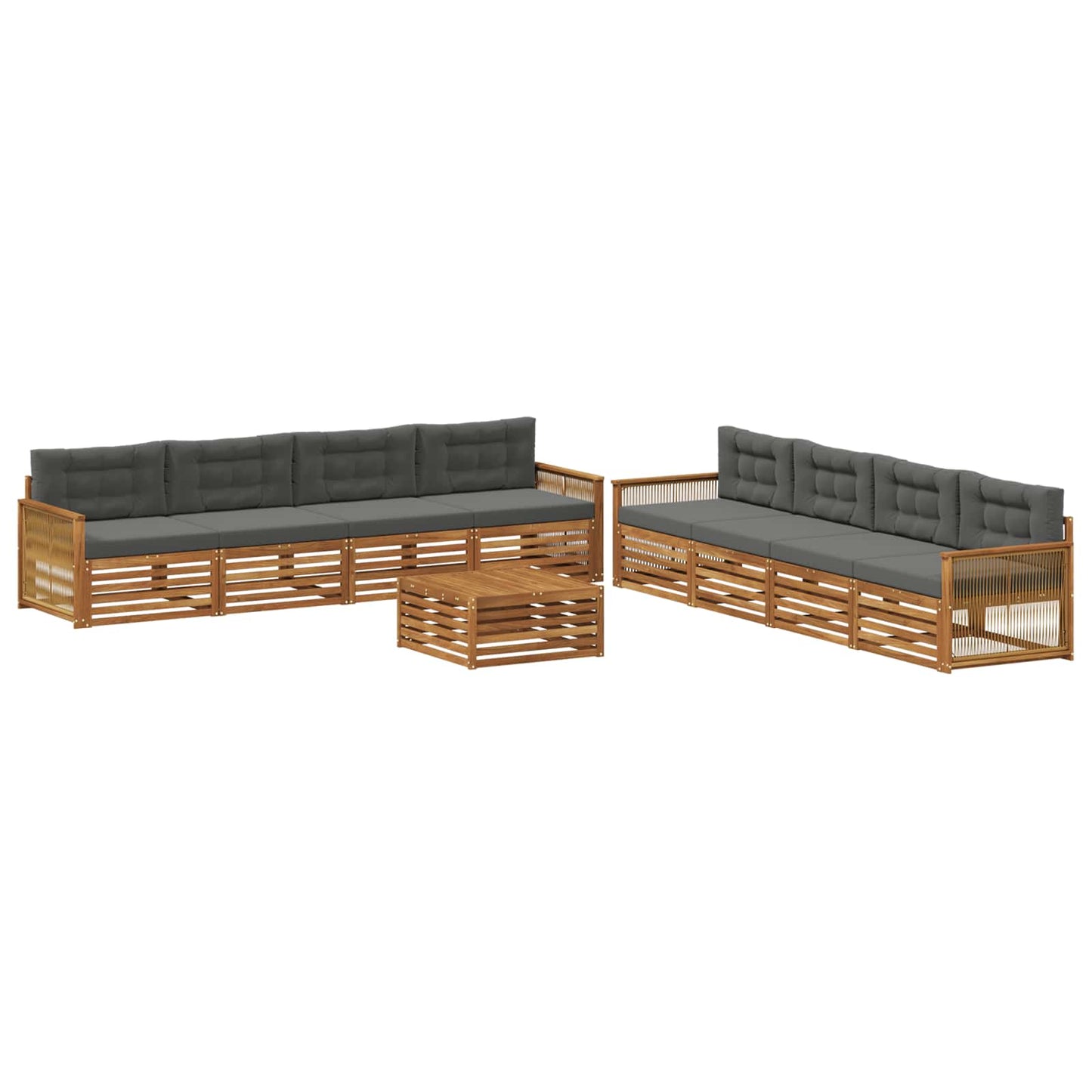 vidaXL Σειρά Καναπέ Εξωτερικού με μαξιλάρι 9 pcs Φυσικό και Ανθρακί