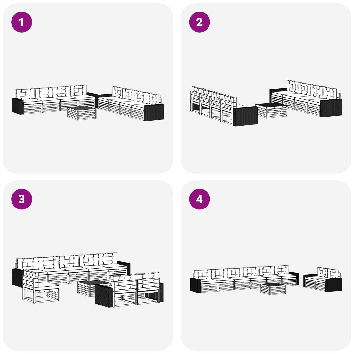 vidaXL Σειρά Καναπέ Εξωτερικού 9 τμχ. Φυσικό και Μπεζ Πολυεστέρας