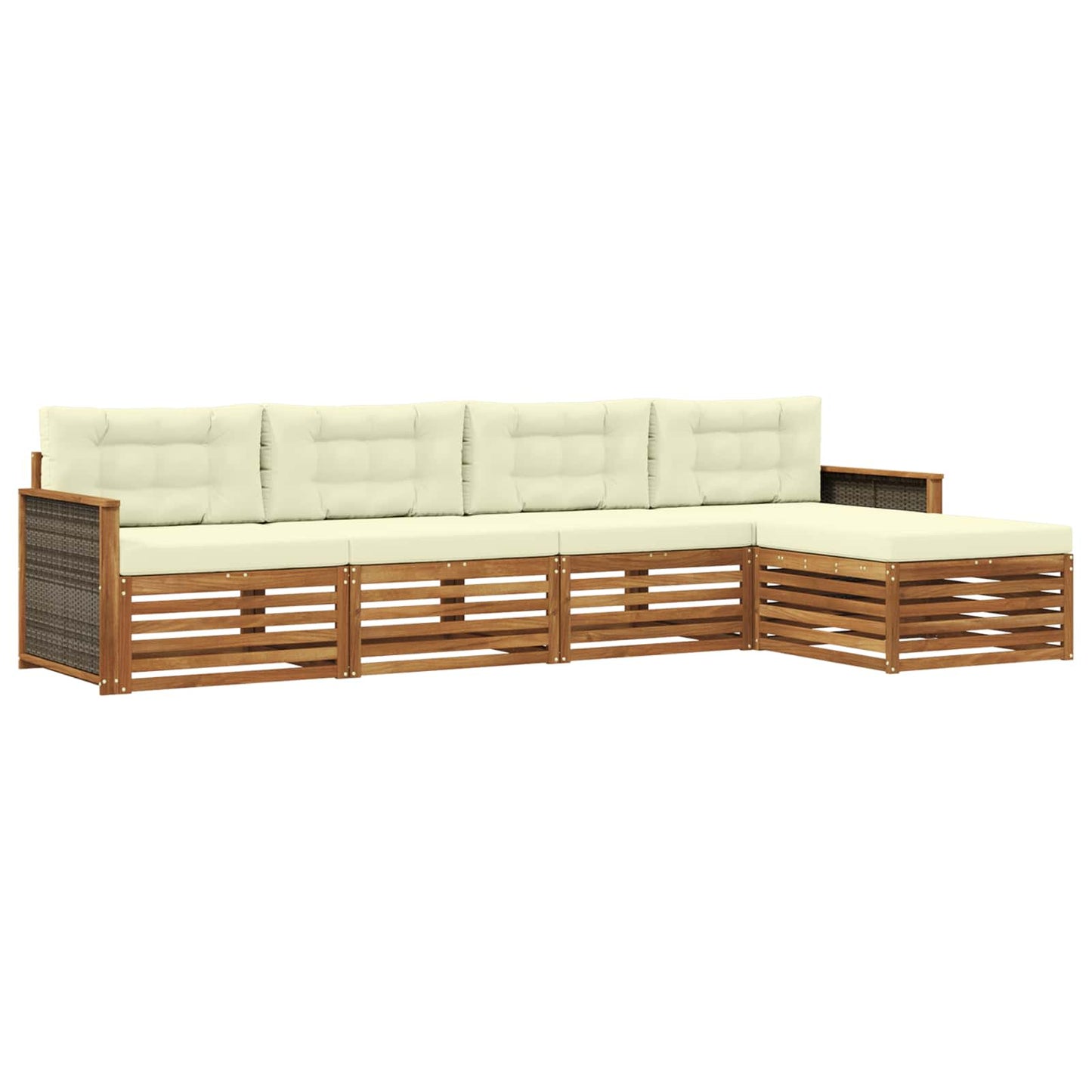 vidaXL Σειρά Καναπέ Εξωτερικού με μαξιλάρι 5 pcs Φυσικό και Κρέμα