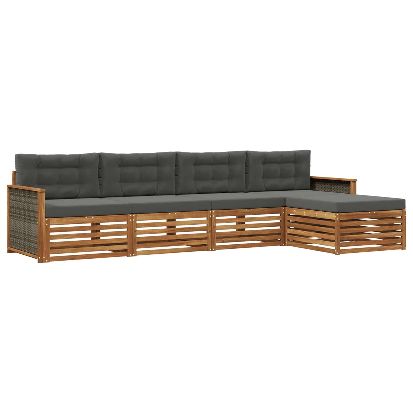 vidaXL Σειρά Καναπέ Εξωτερικού με μαξιλάρι 5 pcs Φυσικό και Ανθρακί