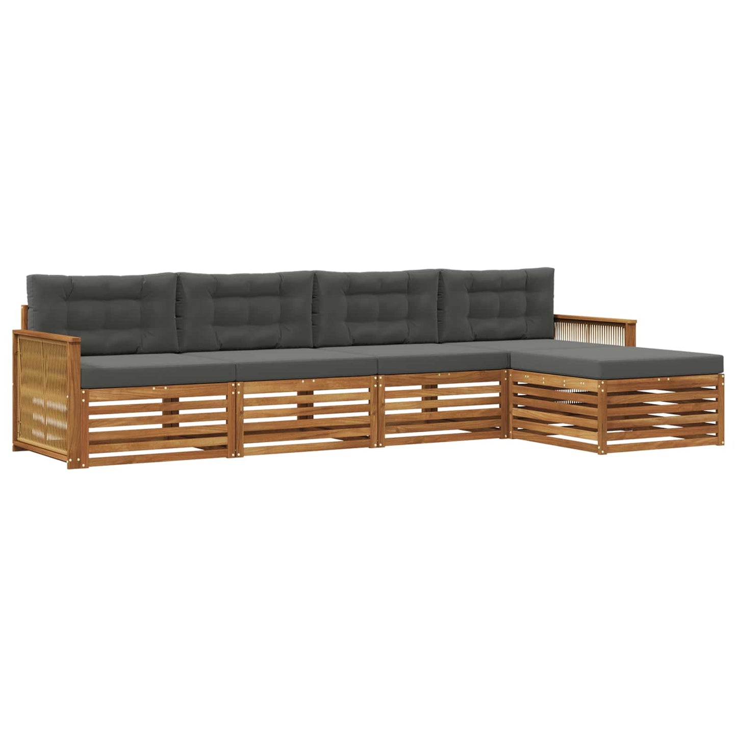 vidaXL Σειρά Καναπέ Εξωτερικού με μαξιλάρι 5 pcs Φυσικό και Ανθρακί