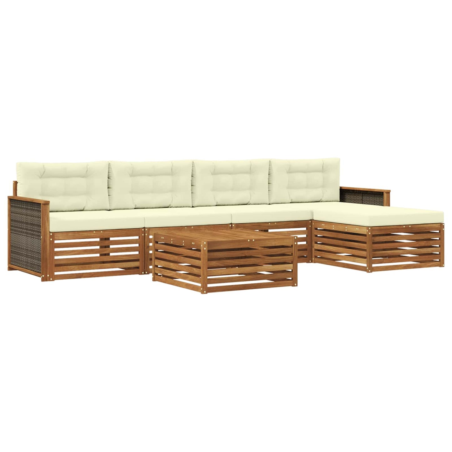 vidaXL Σειρά Καναπέ Εξωτερικού με μαξιλάρι 6 pcs Φυσικό και Κρέμα