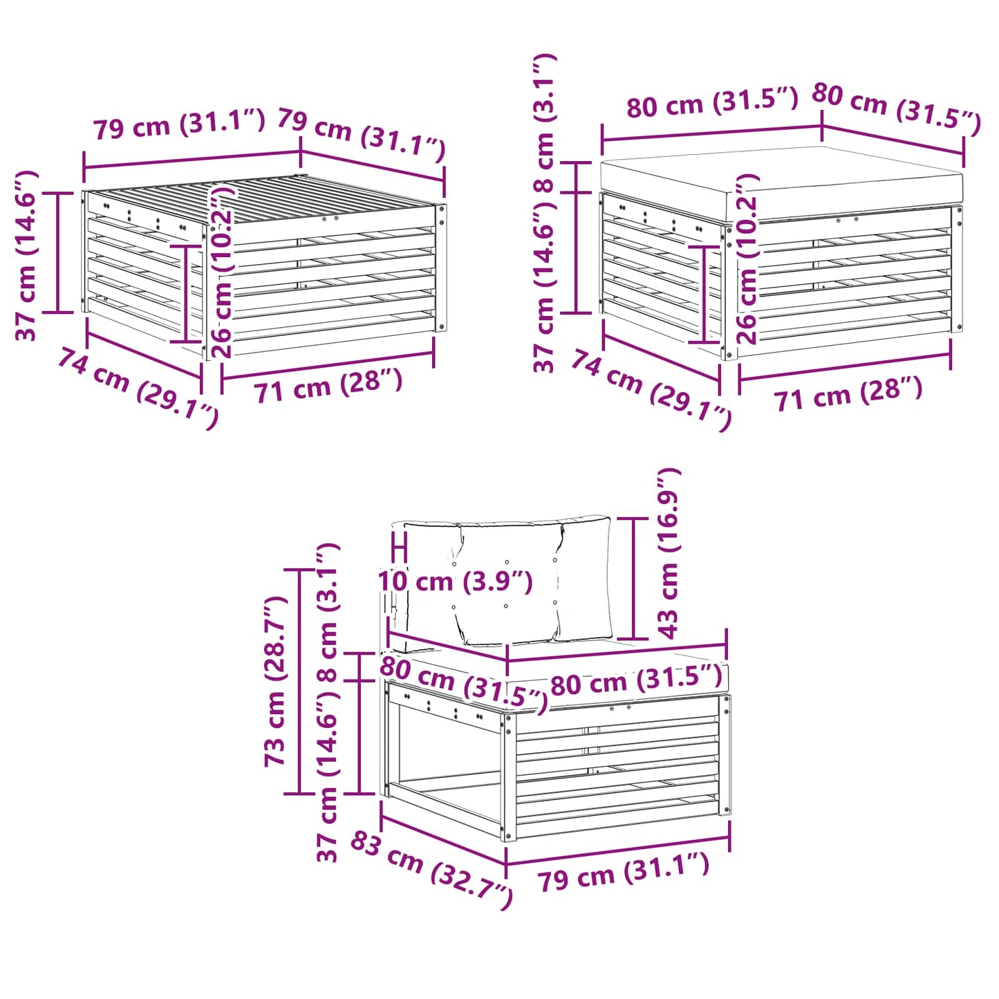 vidaXL Σειρά Καναπέ Εξωτερικού με μαξιλάρι 6 pcs Φυσικό και Κρέμα