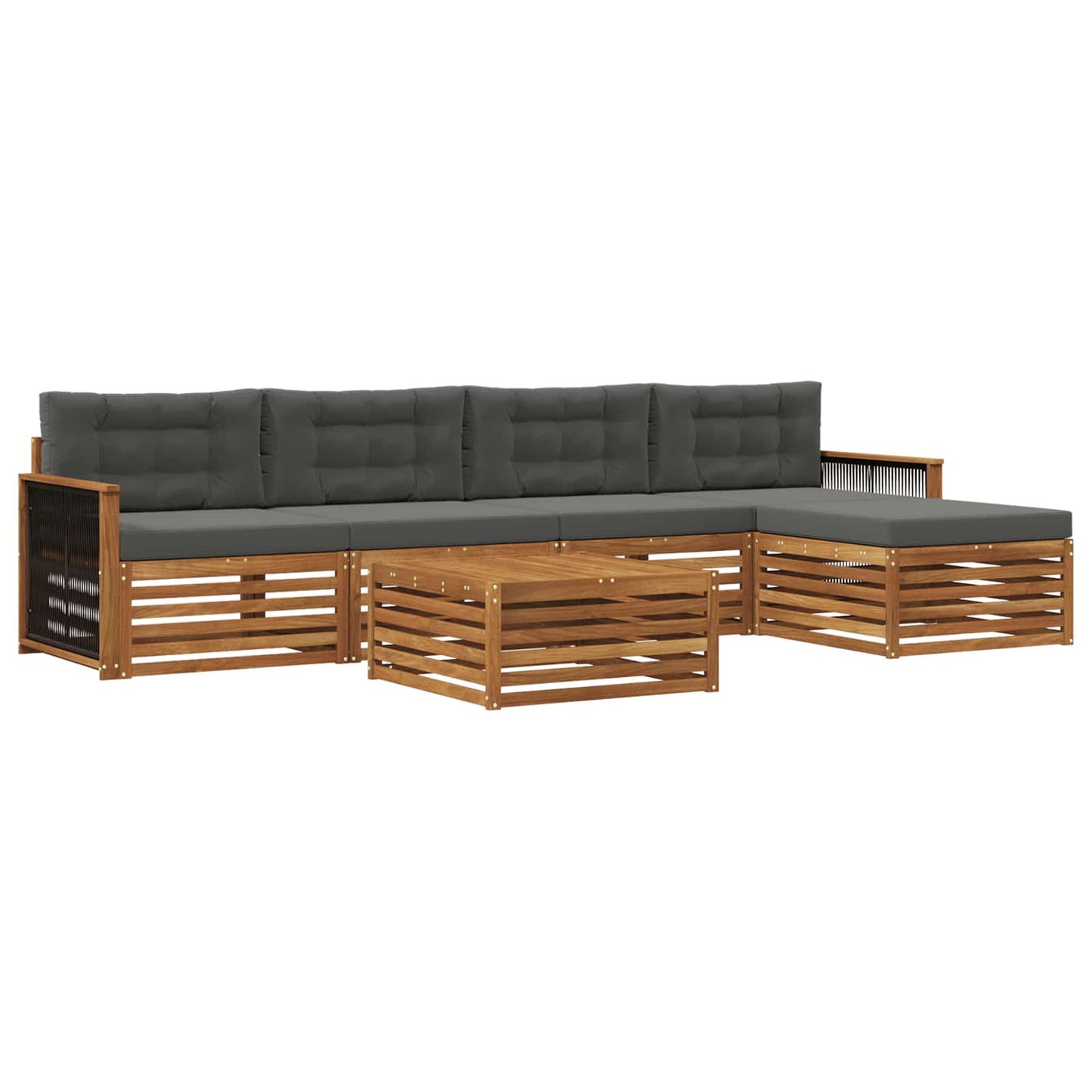 vidaXL Σειρά Καναπέ Εξωτερικού με μαξιλάρι 6 pcs Φυσικό και Ανθρακί