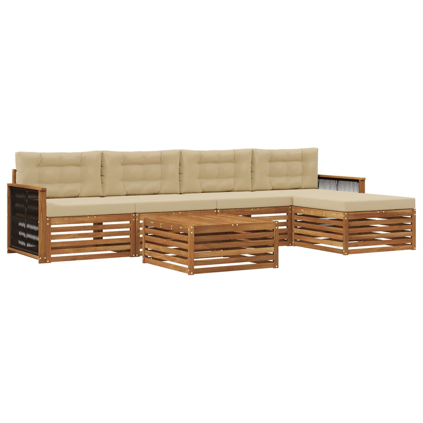 vidaXL Σειρά Καναπέ Εξωτερικού με μαξιλάρι 6 pcs Φυσικό και Μπεζ