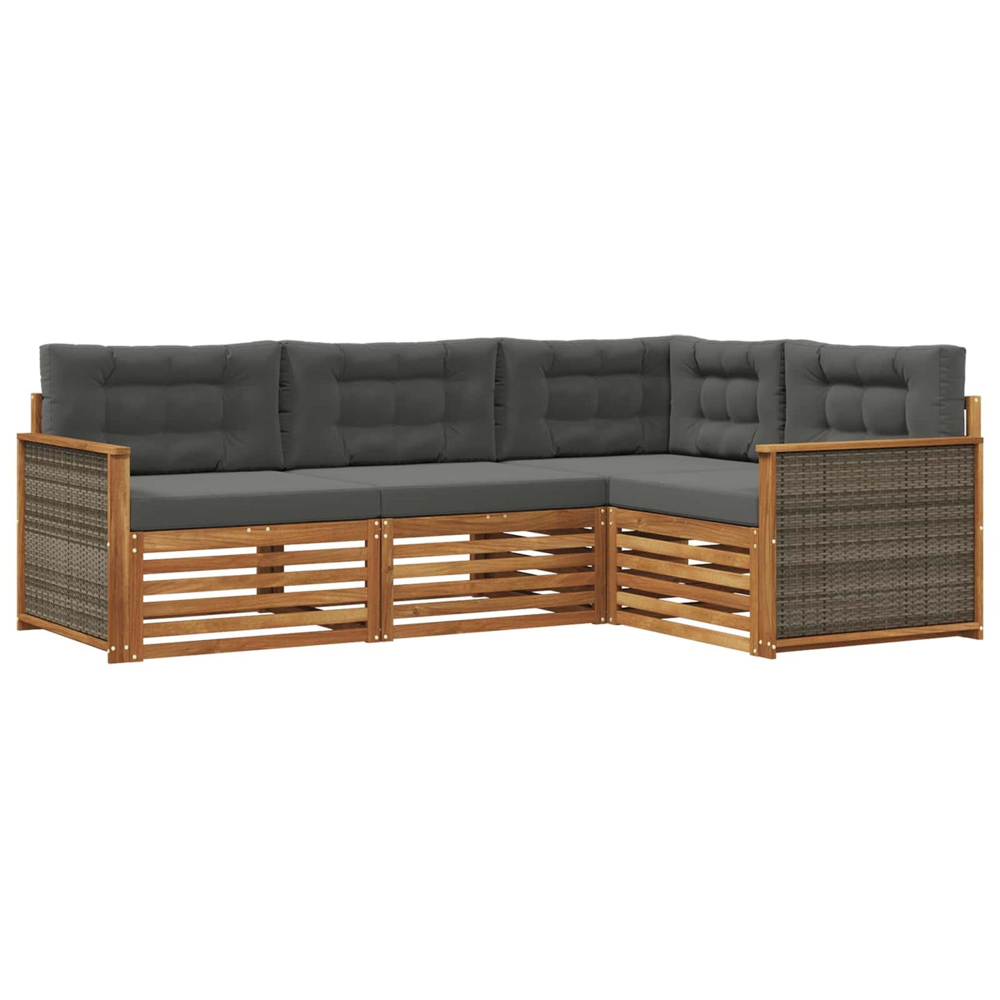 vidaXL Σειρά Καναπέ Εξωτερικού με μαξιλάρι 4 pcs Φυσικό και Ανθρακί