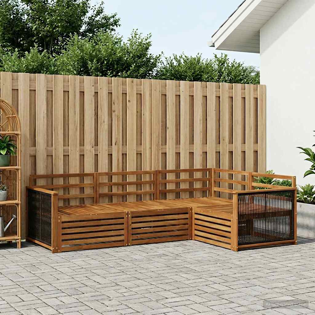 vidaXL Σειρά Καναπέ Εξωτερικού 4 pcs Φυσικό Στερεό Ξύλο Ακακίας