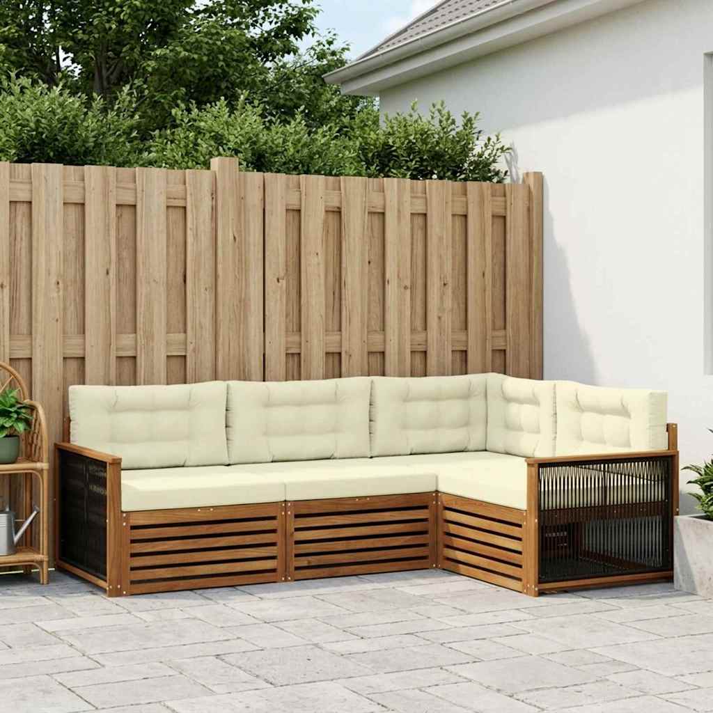 vidaXL Σειρά Καναπέ Εξωτερικού με μαξιλάρι 4 pcs Φυσικό και Κρέμα