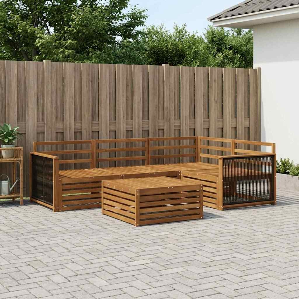 vidaXL Σειρά Καναπέ Εξωτερικού 5 pcs Φυσικό Στερεό Ξύλο Ακακίας