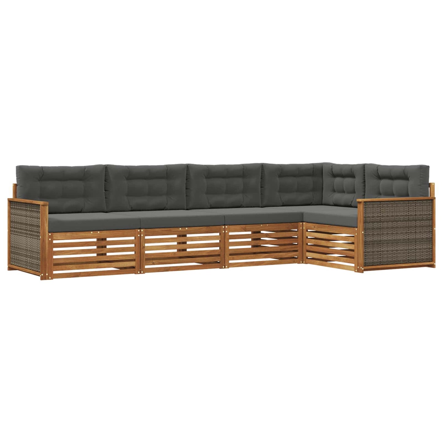 vidaXL Σειρά Καναπέ Εξωτερικού με μαξιλάρι 5 pcs Φυσικό και Ανθρακί