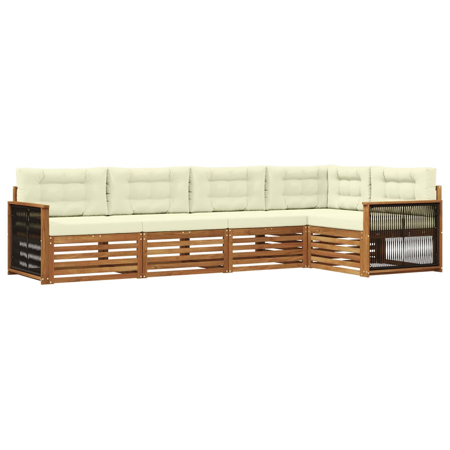 vidaXL Σειρά Καναπέ Εξωτερικού με μαξιλάρι 5 pcs Φυσικό και Κρέμα