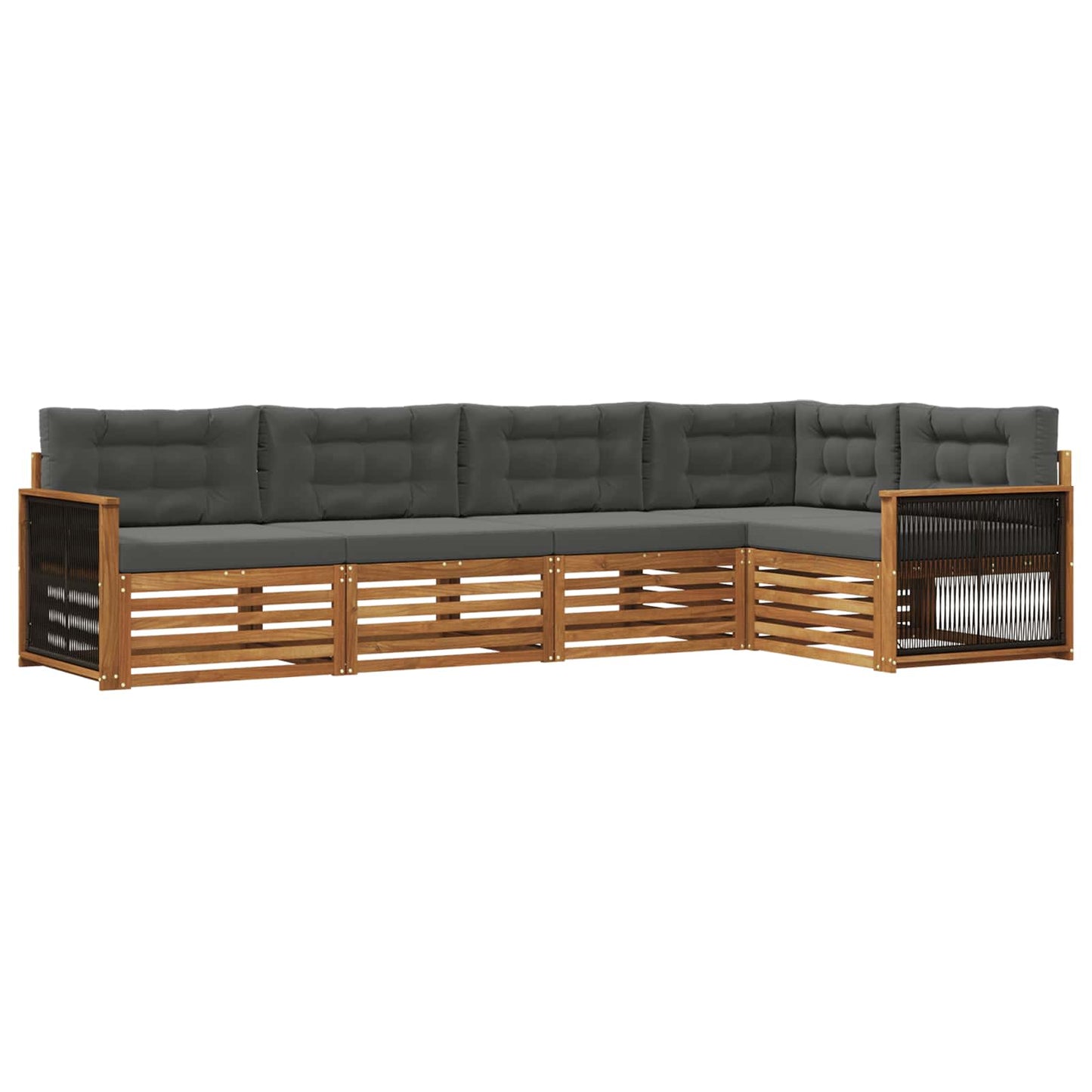vidaXL Σειρά Καναπέ Εξωτερικού με μαξιλάρι 5 pcs Φυσικό και Ανθρακί
