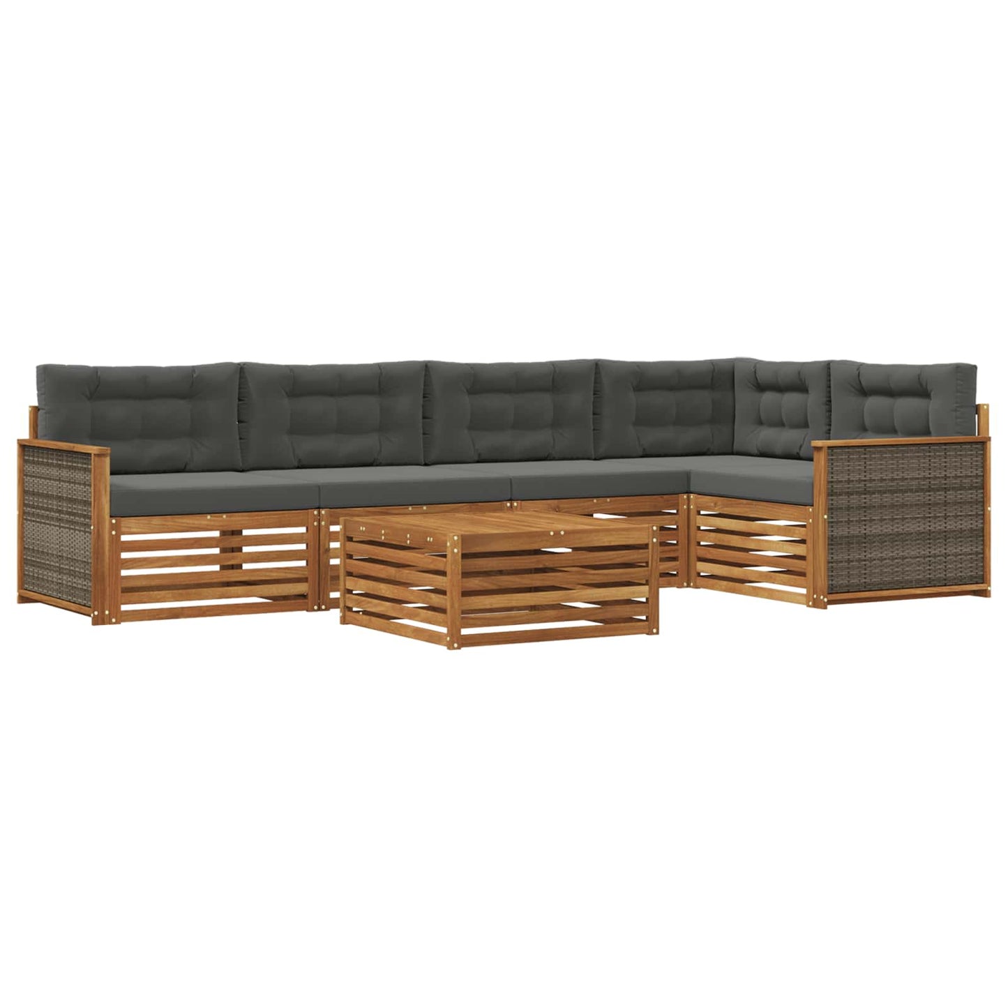 vidaXL Σειρά Καναπέ Εξωτερικού με μαξιλάρι 6 pcs Φυσικό και Ανθρακί