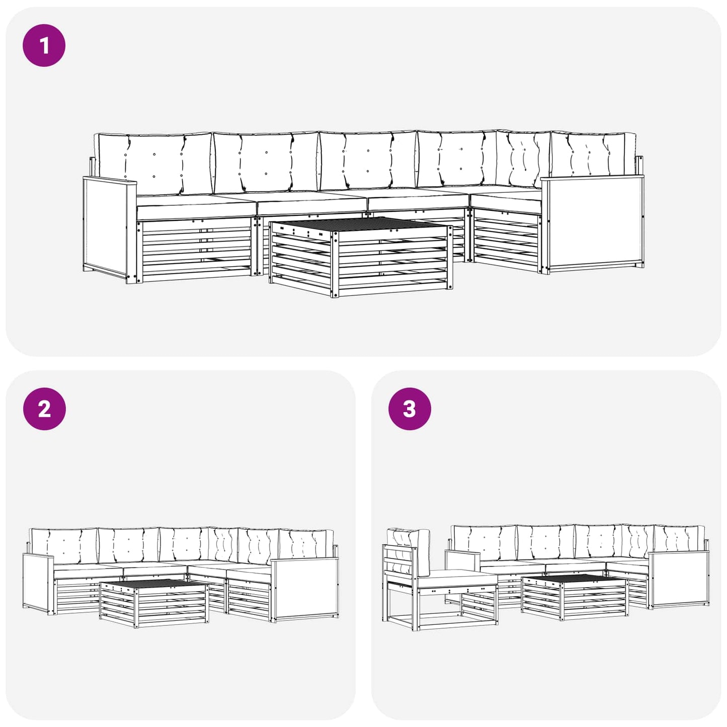 vidaXL Σειρά Καναπέ Εξωτερικού με μαξιλάρι 6 pcs Φυσικό και Ανθρακί