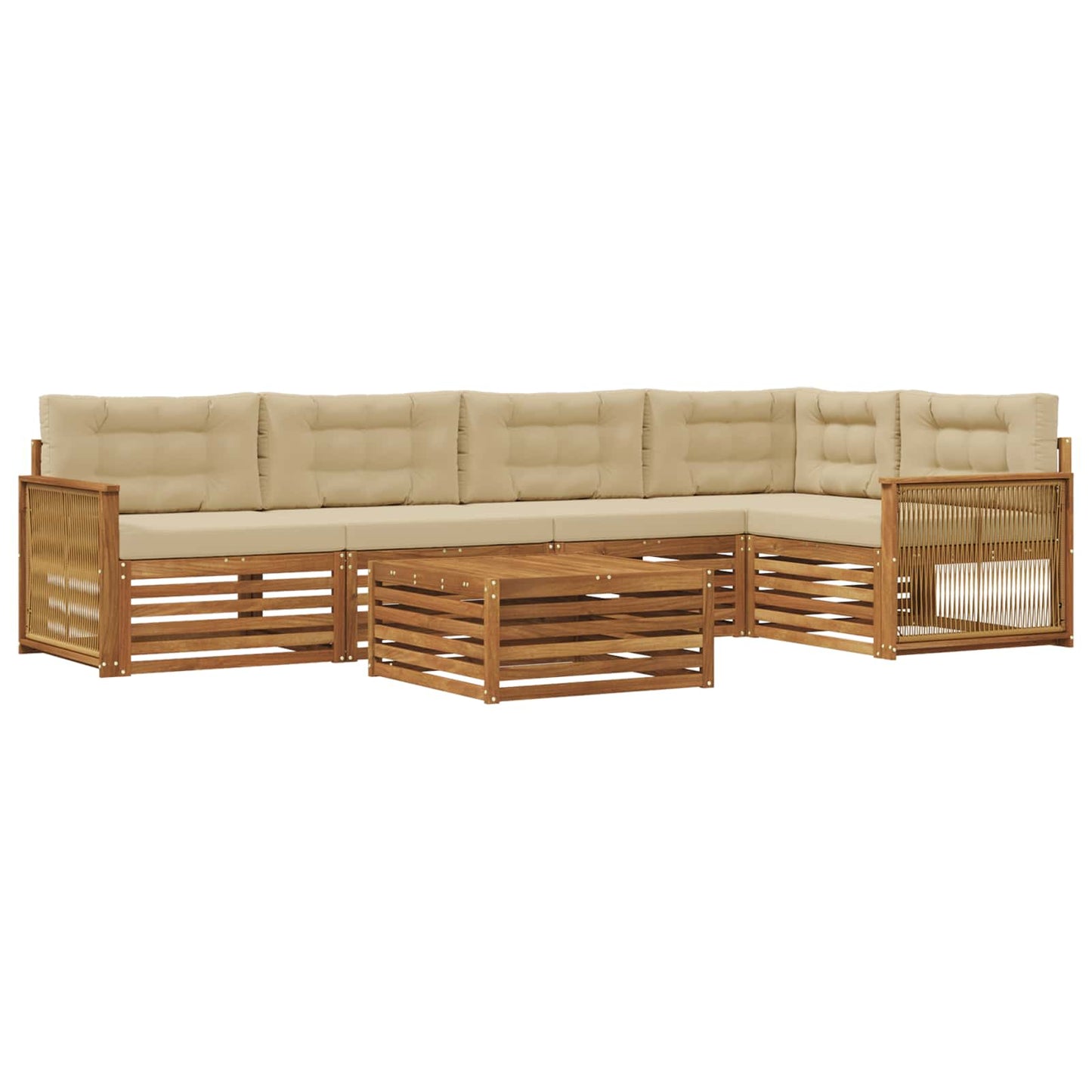 vidaXL Σειρά Καναπέ Εξωτερικού με μαξιλάρι 6 pcs Φυσικό και Μπεζ
