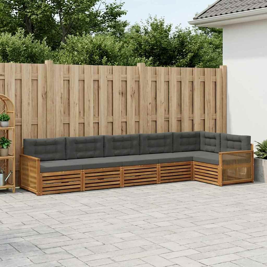 vidaXL Σειρά Καναπέ Εξωτερικού με μαξιλάρι 6 pcs Φυσικό και Ανθρακί