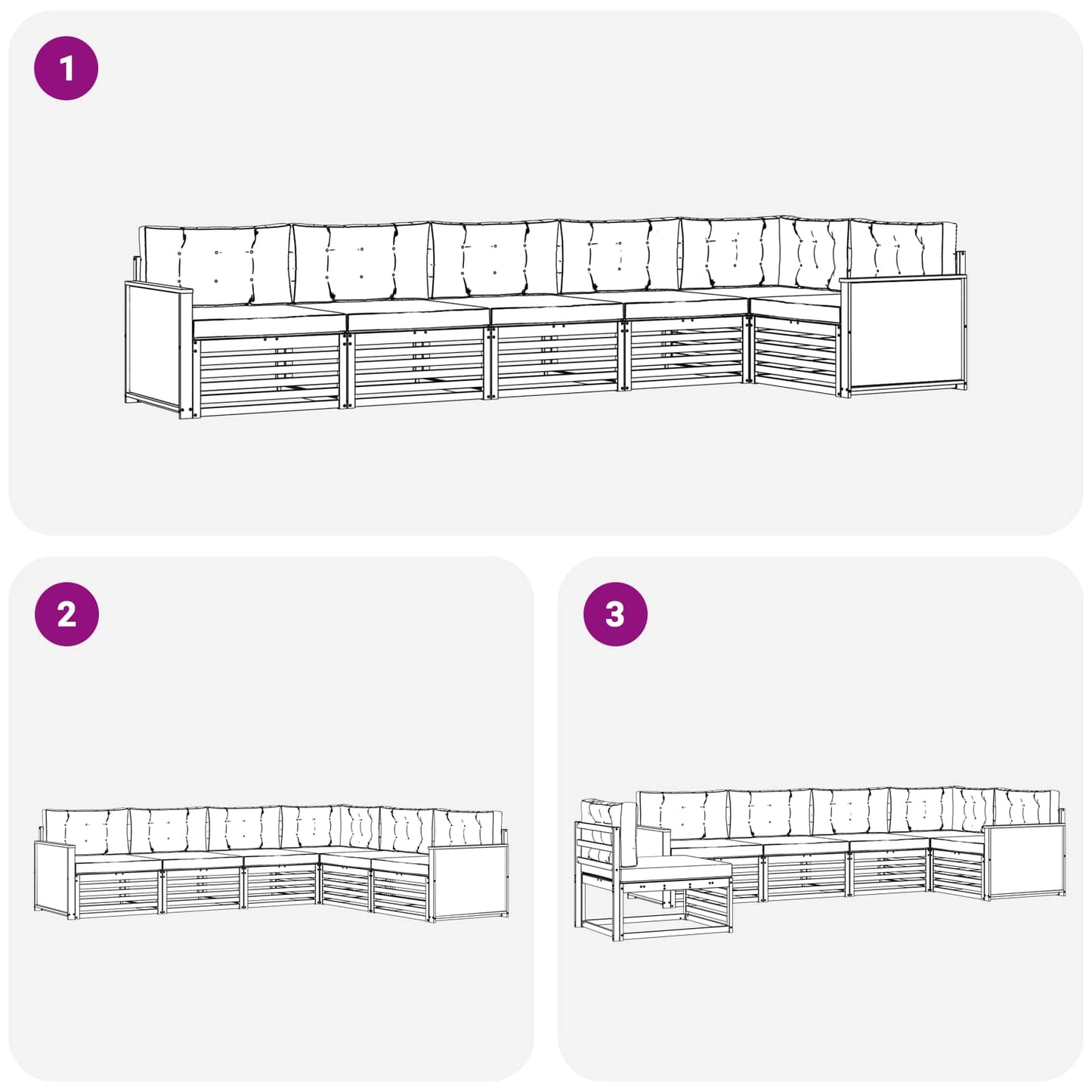 vidaXL Σειρά Καναπέ Εξωτερικού με μαξιλάρι 6 pcs Φυσικό και Ανθρακί