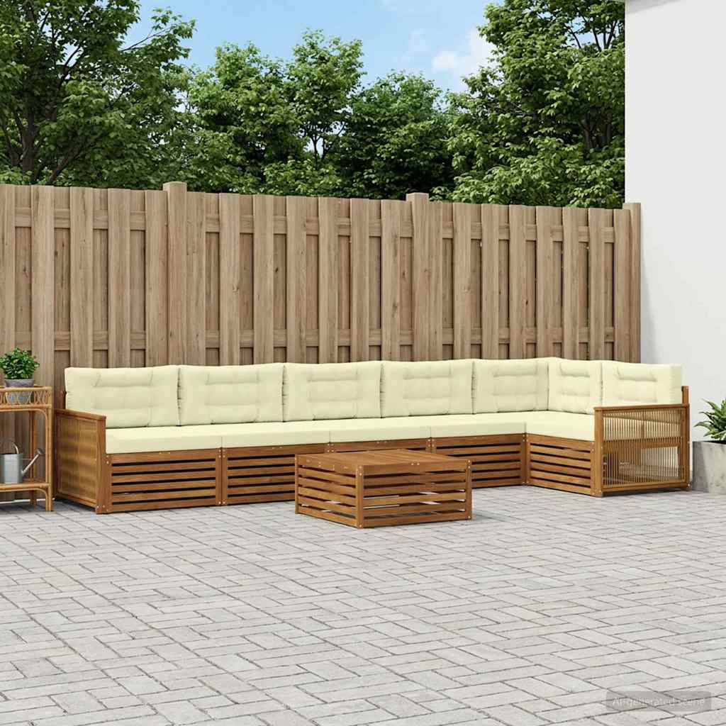 vidaXL Σειρά Καναπέ Εξωτερικού με μαξιλάρι 7 pcs Φυσικό και Κρέμα