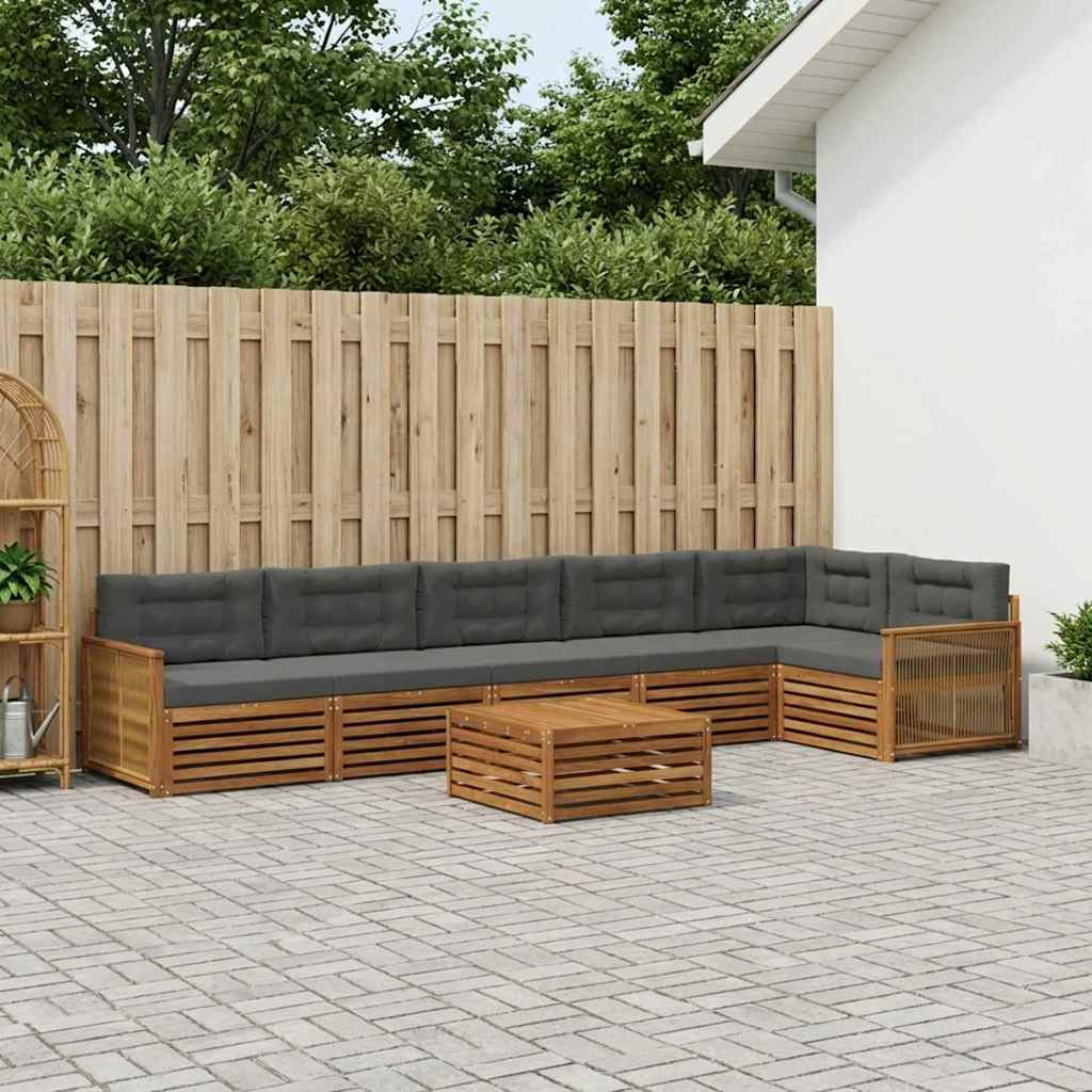 vidaXL Σειρά Καναπέ Εξωτερικού με μαξιλάρι 7 pcs Φυσικό και Ανθρακί