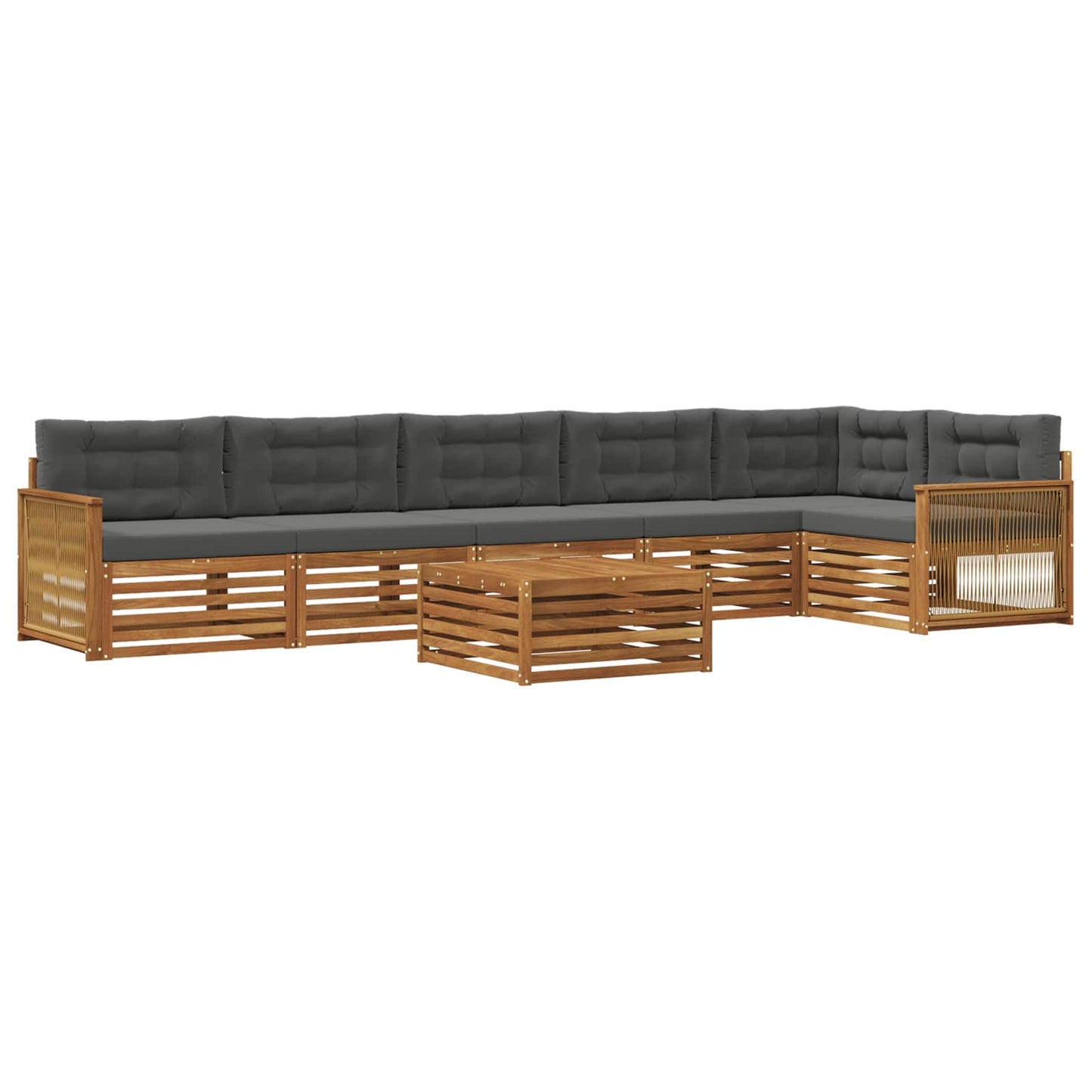 vidaXL Σειρά Καναπέ Εξωτερικού με μαξιλάρι 7 pcs Φυσικό και Ανθρακί