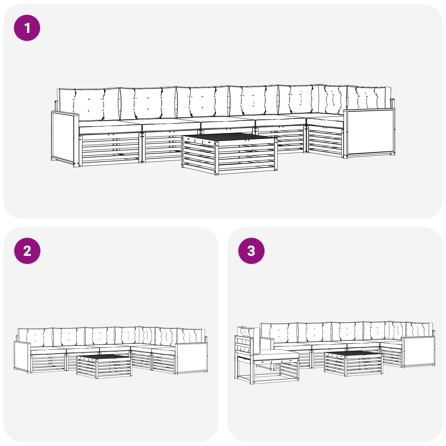 vidaXL Σειρά Καναπέ Εξωτερικού με μαξιλάρι 7 pcs Φυσικό και Ανθρακί