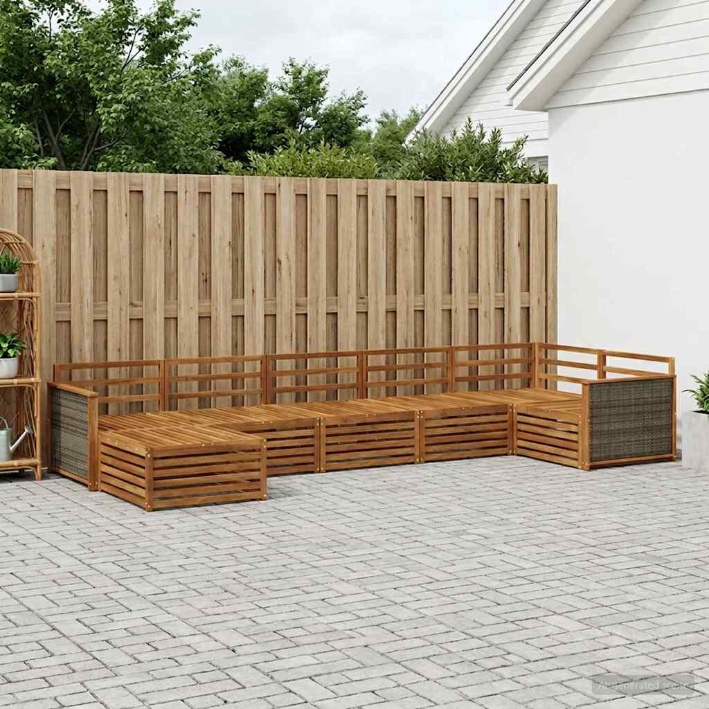 vidaXL Σειρά Καναπέ Εξωτερικού 7 τμχ. Φυσικό