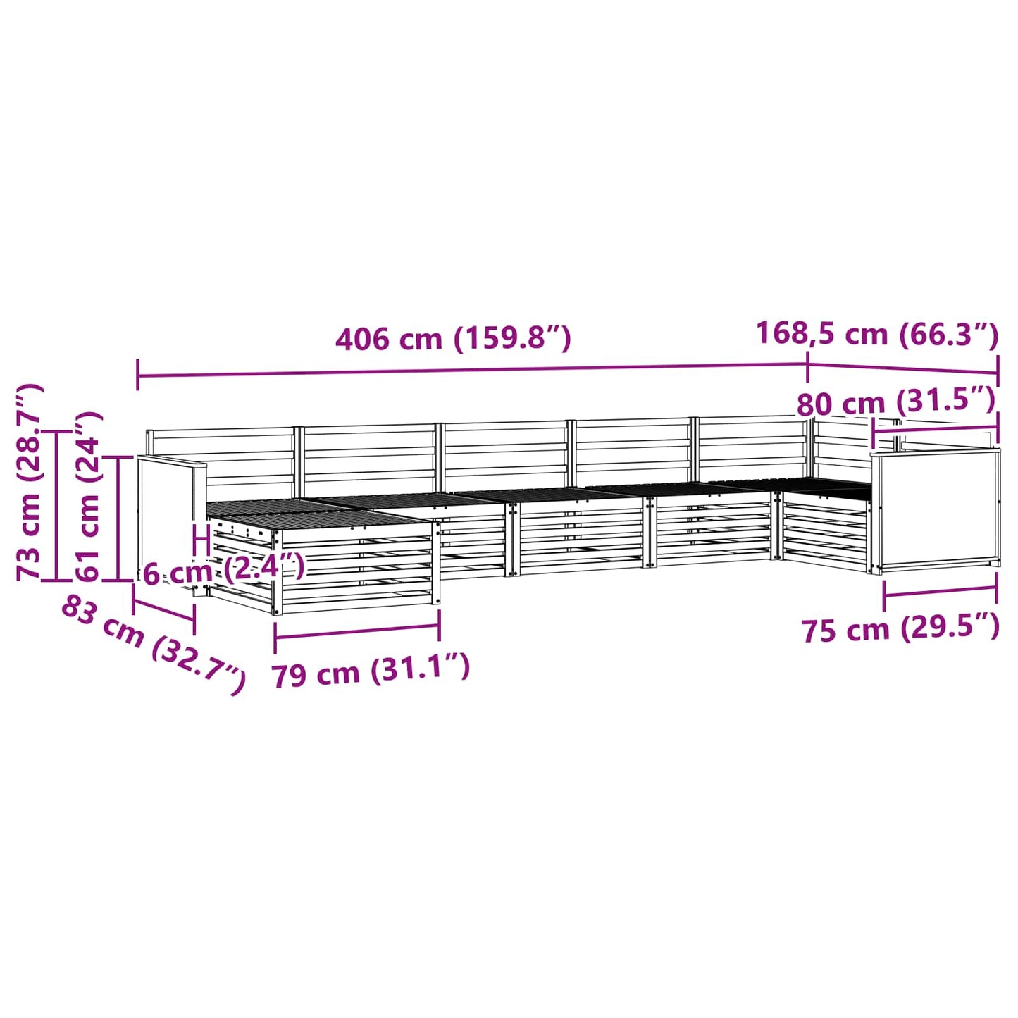 vidaXL Σειρά Καναπέ Εξωτερικού 7 τμχ. Φυσικό