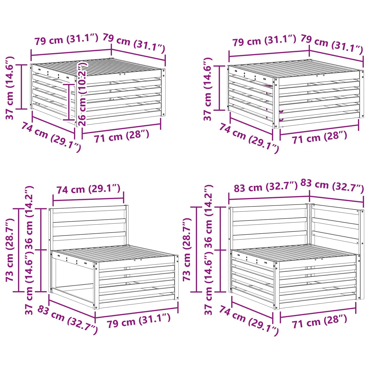 vidaXL Σειρά Καναπέ Εξωτερικού 8 τμχ. Φυσικό