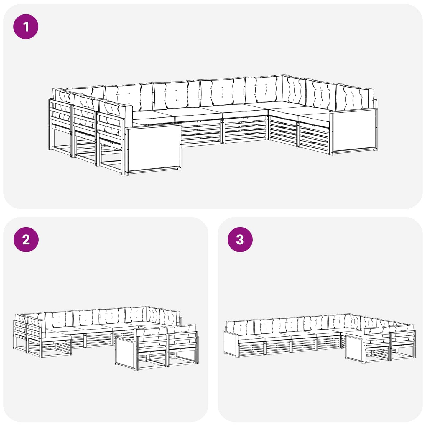 vidaXL Σειρά Καναπέ Εξωτερικού 9 τμχ. Φυσικό και Ανοιχτό Γκρι