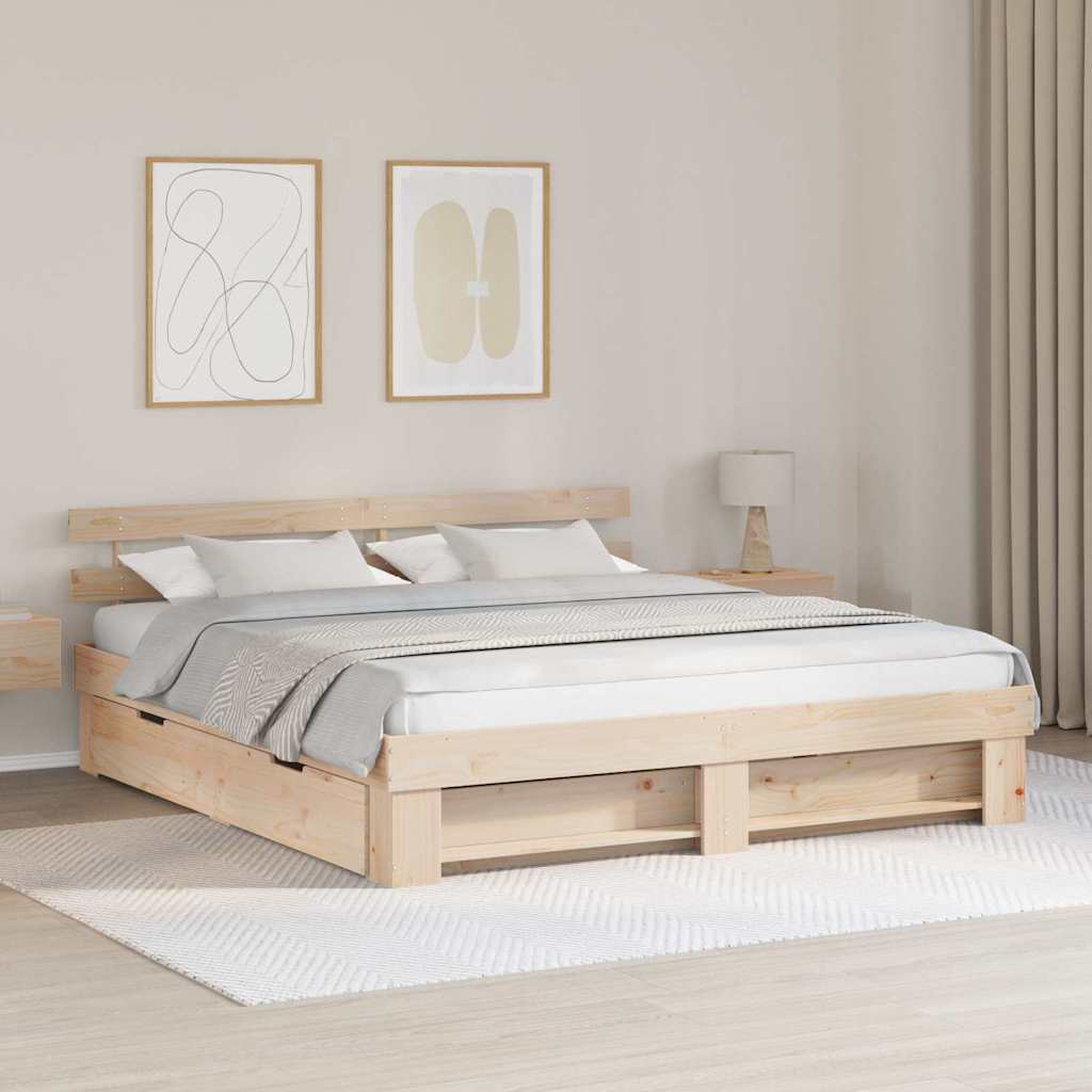 vidaXL Σκελετός Κρεβατιού Καφέ 200 x 200 cm Στερεά ξυλεία πεύκου