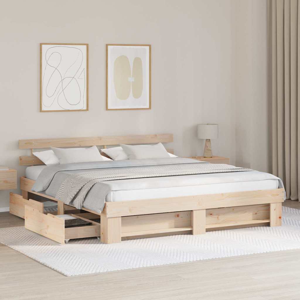 vidaXL Σκελετός Κρεβατιού Καφέ 200 x 200 cm Στερεά ξυλεία πεύκου