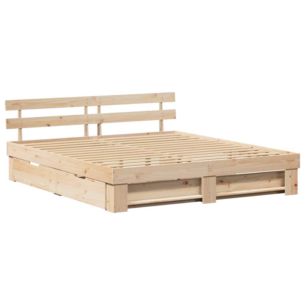 vidaXL Σκελετός Κρεβατιού Καφέ 200 x 200 cm Στερεά ξυλεία πεύκου
