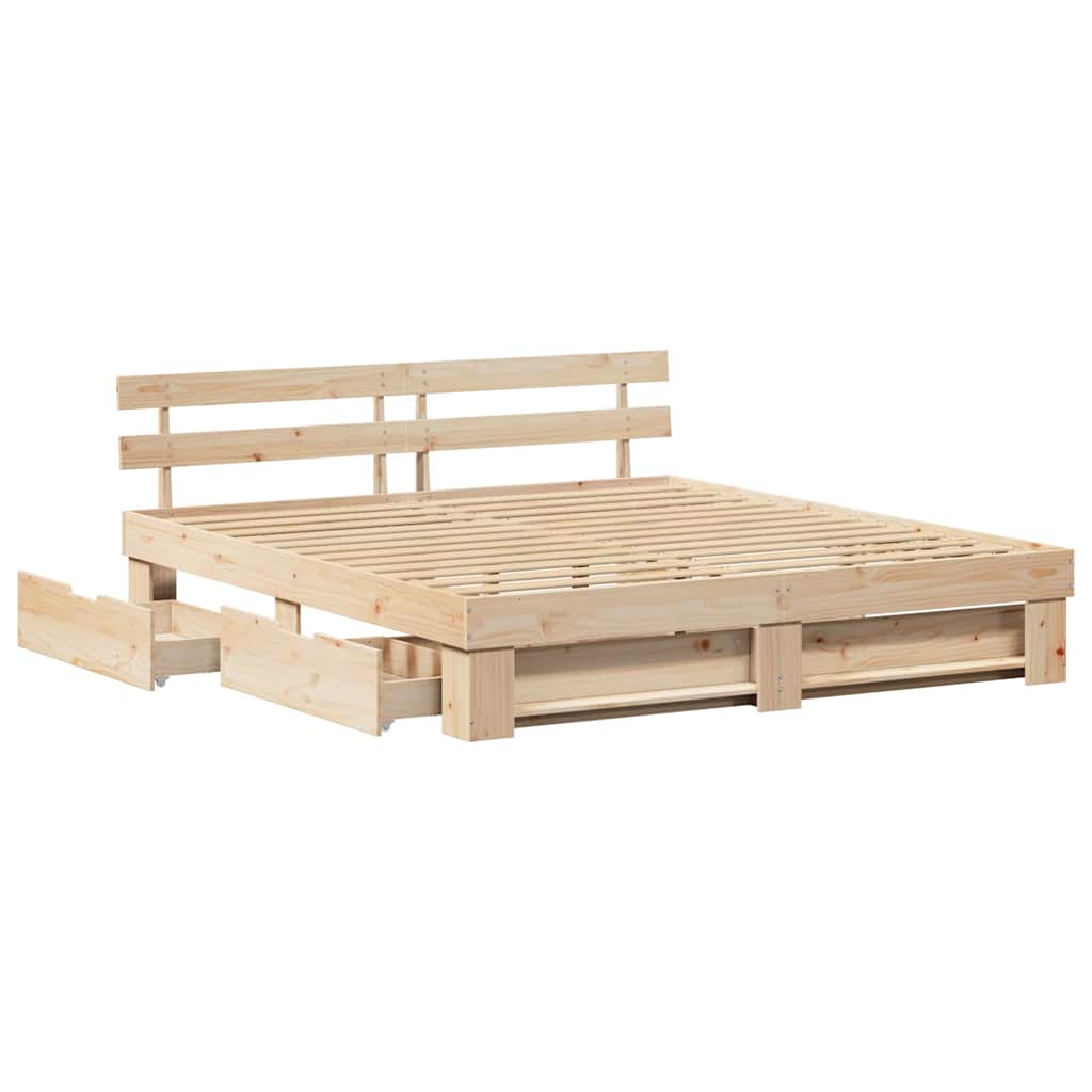vidaXL Σκελετός Κρεβατιού Καφέ 200 x 200 cm Στερεά ξυλεία πεύκου