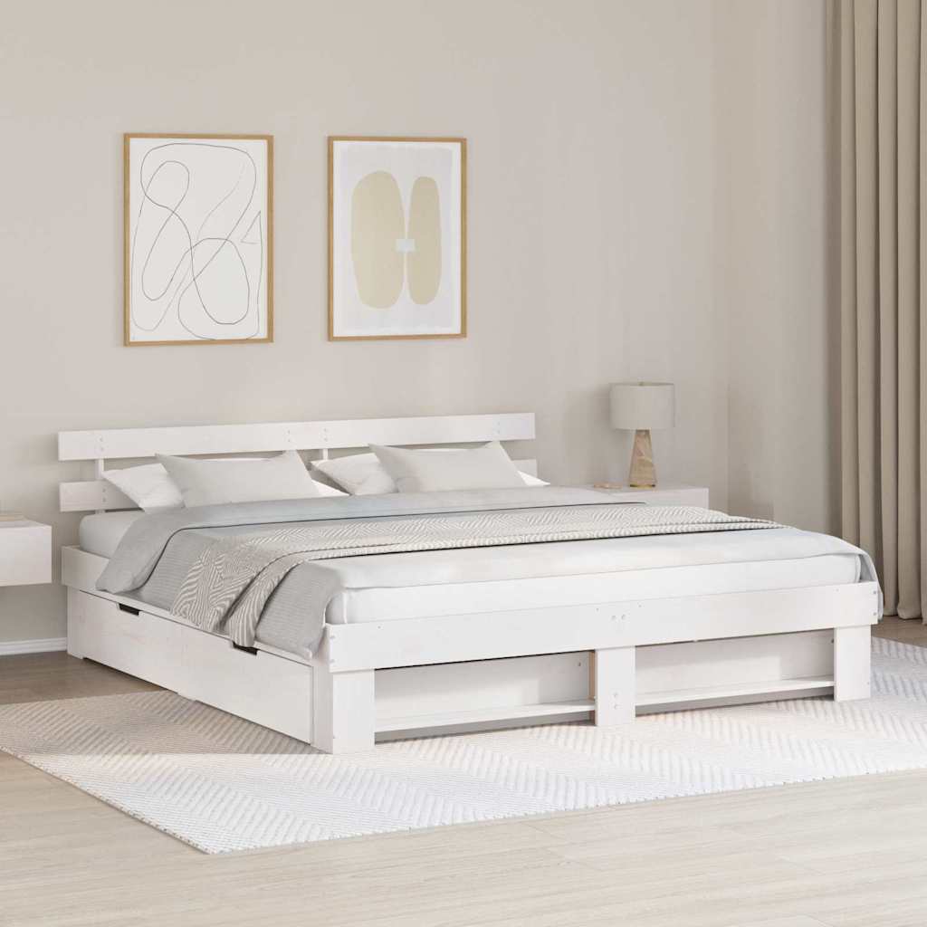 vidaXL Σκελετός Κρεβατιού Λευκό 180 x 200 cm Στερεά ξυλεία πεύκου