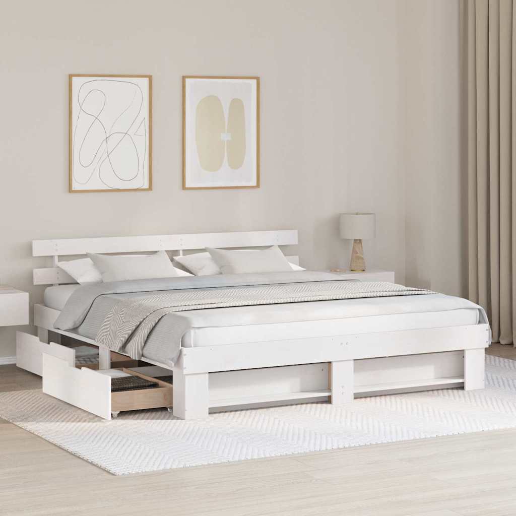 vidaXL Σκελετός Κρεβατιού Λευκό 180 x 200 cm Στερεά ξυλεία πεύκου