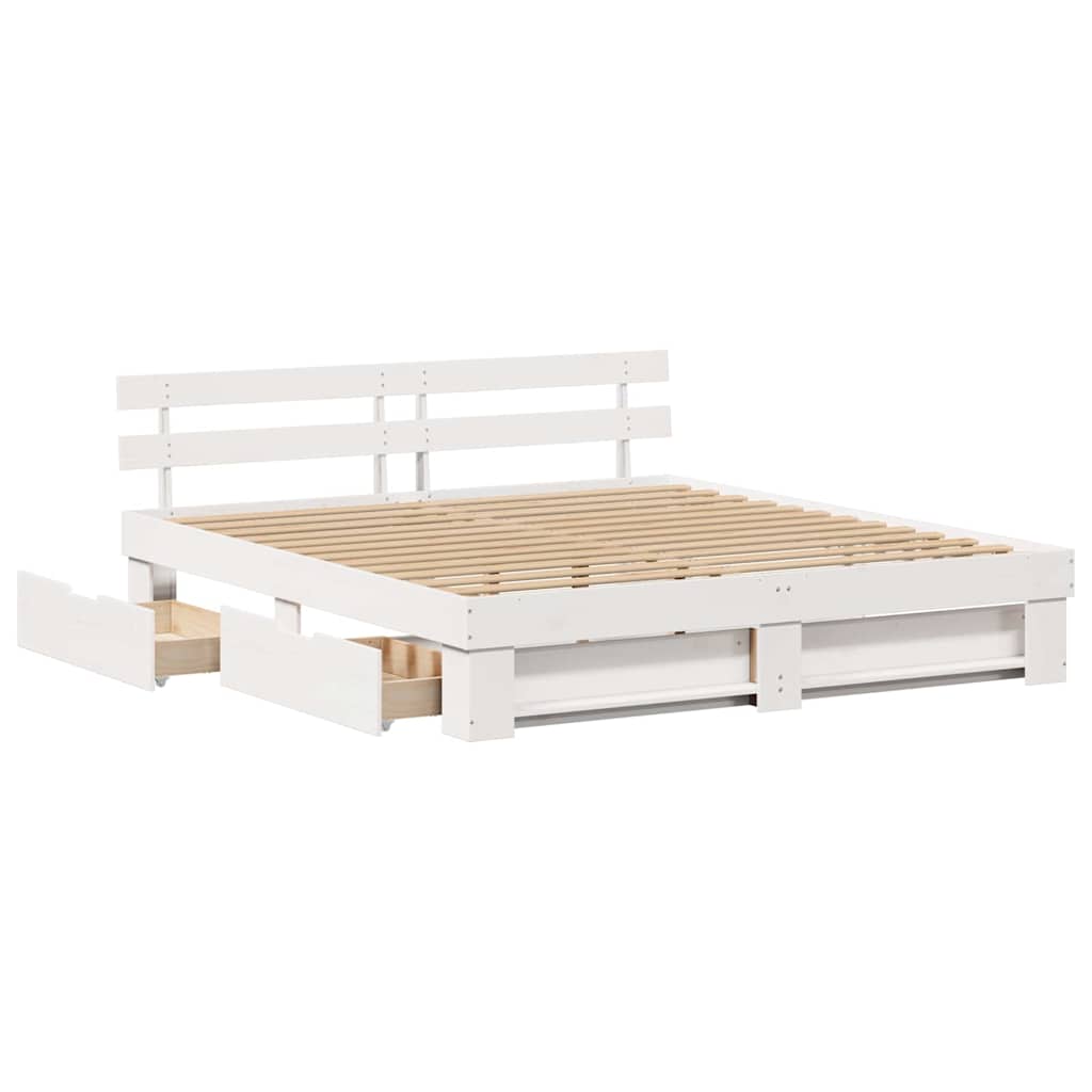vidaXL Σκελετός Κρεβατιού Λευκό 180 x 200 cm Στερεά ξυλεία πεύκου